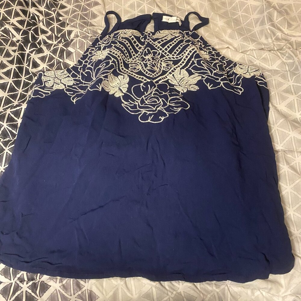 Halter Style Blue Tank Top